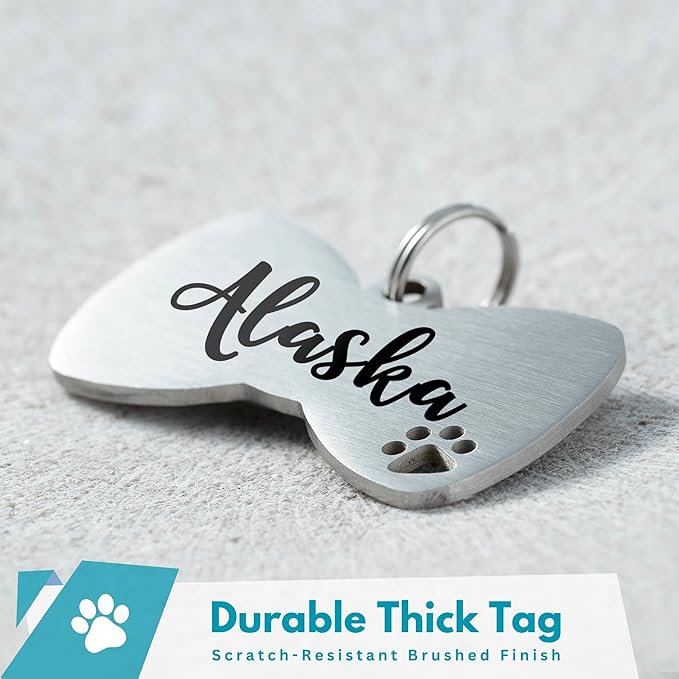 Ultra Joys Dog Tags Personalized for Pets - Hollow Paw Custom Pet ID Tag - Engraved Dog Tag for