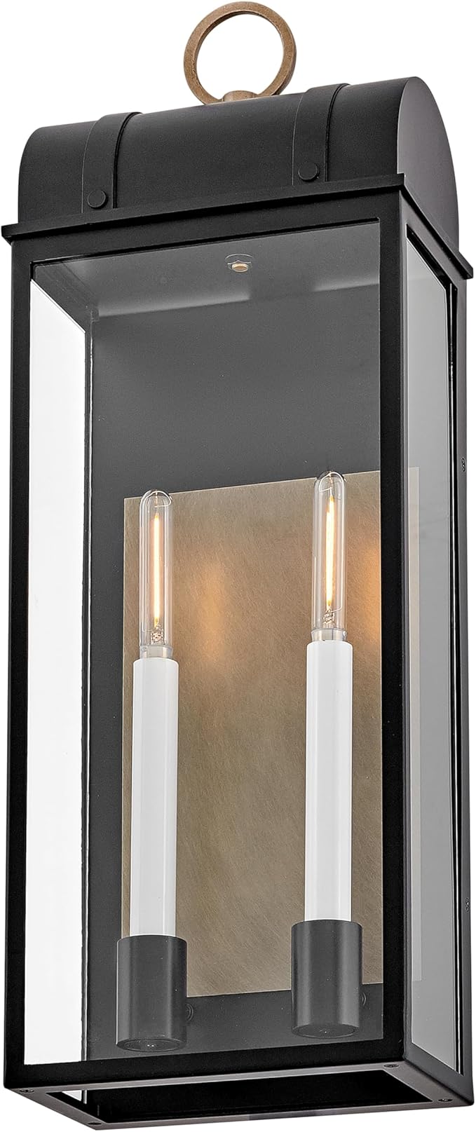 Hinkley Campbell Large Wall Mount Outdoor Lantern - Clear Glass, Aluminum - Black Finish and