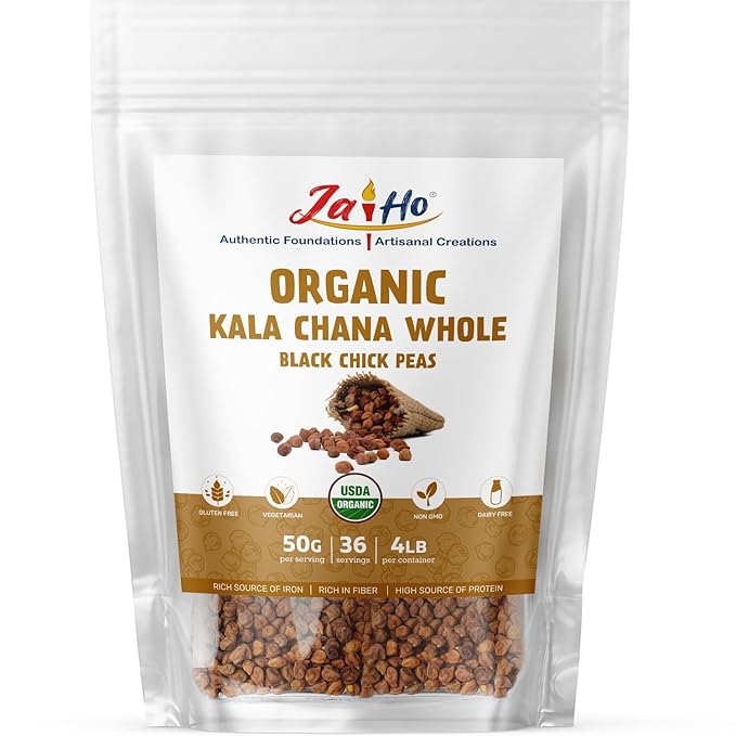 Jai Ho Certified Organic Kabuli Chana Garbanzo Beans 4 lb | Chickpeas Lentils | Indian Kabuli Chole