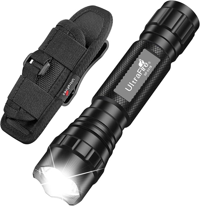 ULTRAFIRE Tactical Flashlight with Holster, Single Mode LED Flashlight 1000 High Lumen Duty