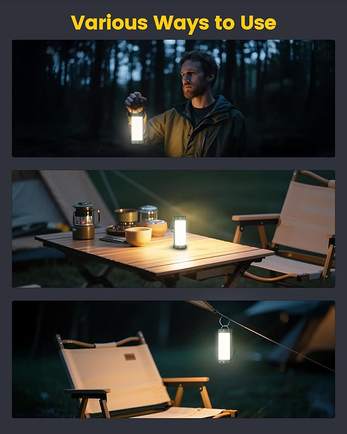 Glocusent 106 LED Camping Lantern Rechargeable, Up to 80Hrs, 5000mAh Lantern with 5 Brightness 3
