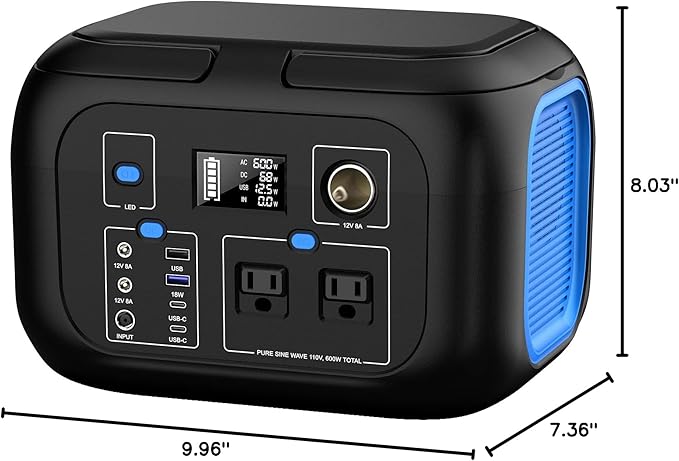 Portable Power Station 600W Power Bank 296Wh Solar Generator Lithium Battery Portable Generator