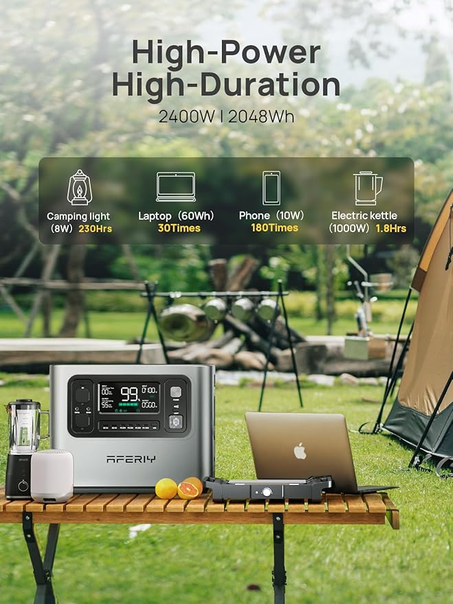 AFERIY P210 Portable Power Station 2400W (4800W Peak),2048Wh LiFePO4 Battery Generator with 1100W
