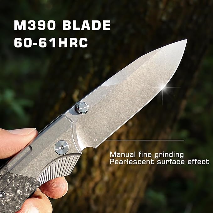 Titanium Pocket Knife WD107, Pearlescent M390 Blade EDC Knife, Men Women Daily Carry Lightweight