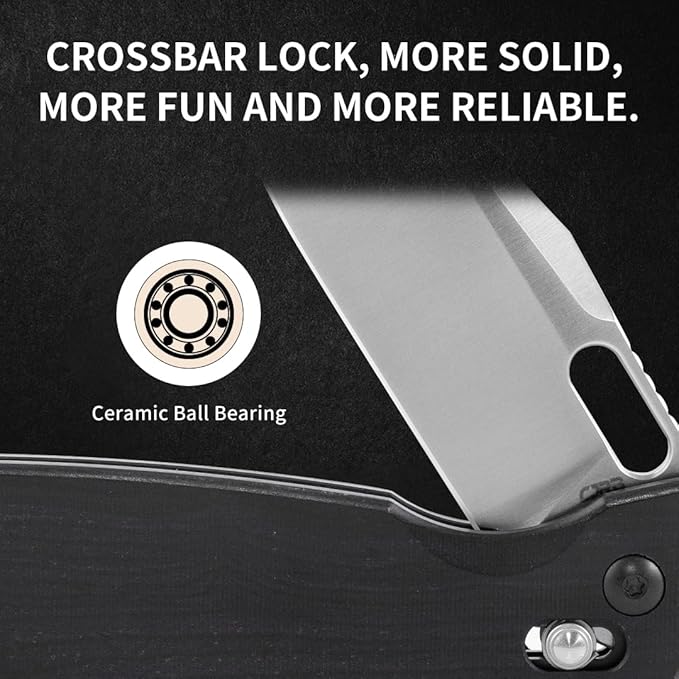 CJRB Prado Folding Pocket Knife 3.76" AR-RPM9 Sand Polish Steel Blade Ebony Handle Crossbar Lock