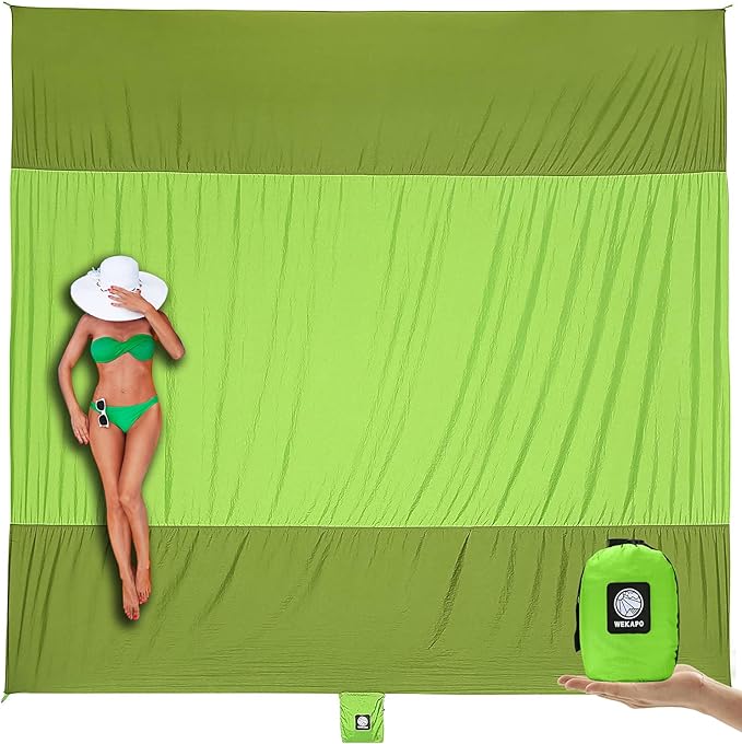 WEKAPO Beach Blanket Sandproof Waterproof, Extra Large Beach Mat, Oversized & Compact Sand Free Mat