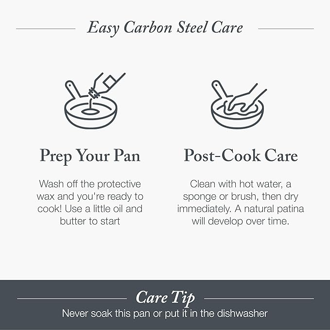 Merten & Storck Pre-Seasoned Carbon Steel 10” Frying Pan Skillet, Use on Induction, Stove and