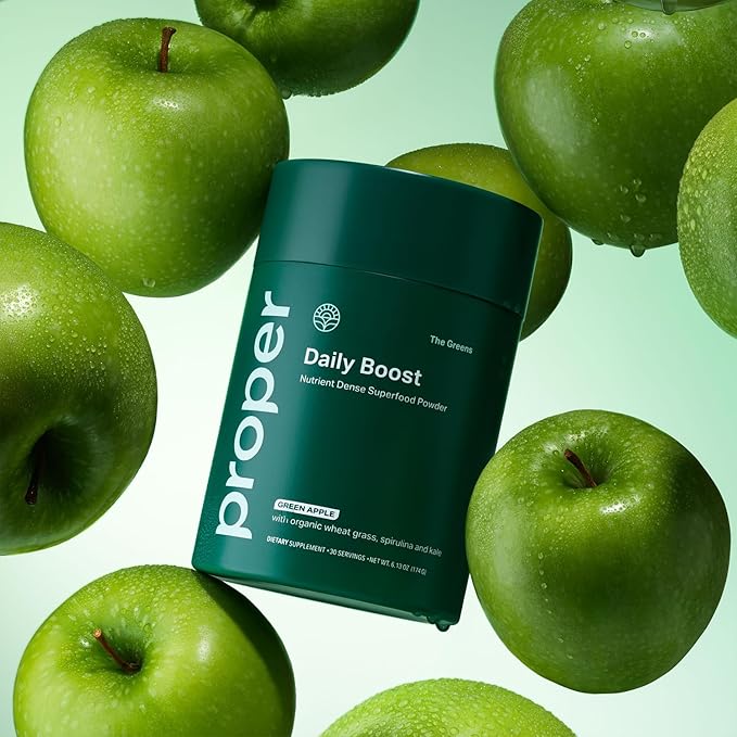 Proper, The Greens Daily Boost Organic Greens Powder. Whole Food, Apple Flavour Veggie Powder