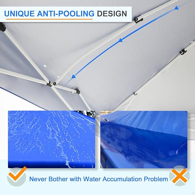 EAGLE PEAK Pop Up Canopy Tent with Wheeled Carry Bag, 8 Stakes, 4 Ropes, 4 Weight Bags, Easy Set Up