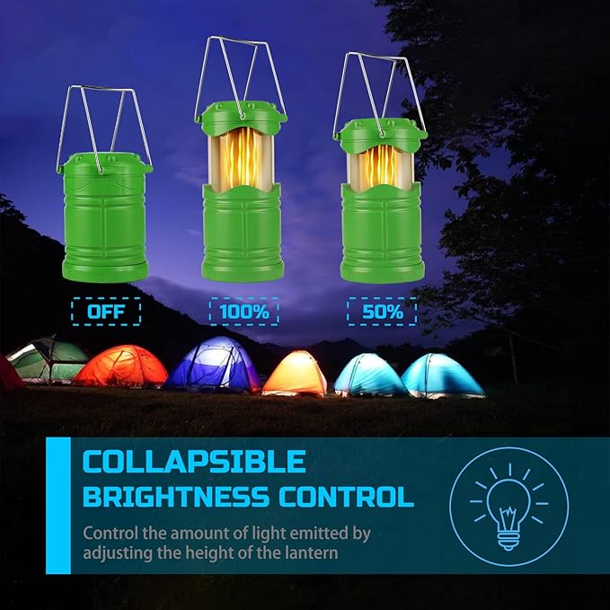 Lichamp 4 Pack LED Camping Lanterns, Collapsible Flameless Candles Tea Lights, Portable Battery