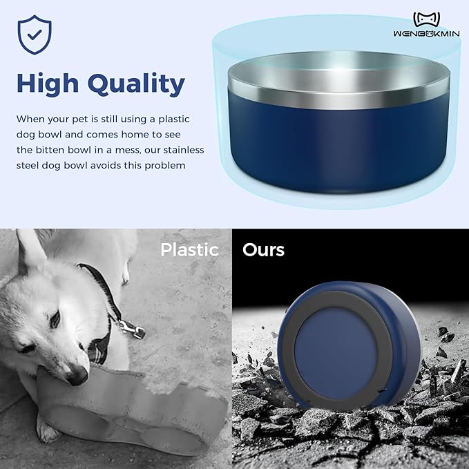 Dog Bowl, Stainless Steel Dog Food and Water Bowl with Non Slip Quiet Bottom, Easy to Clean