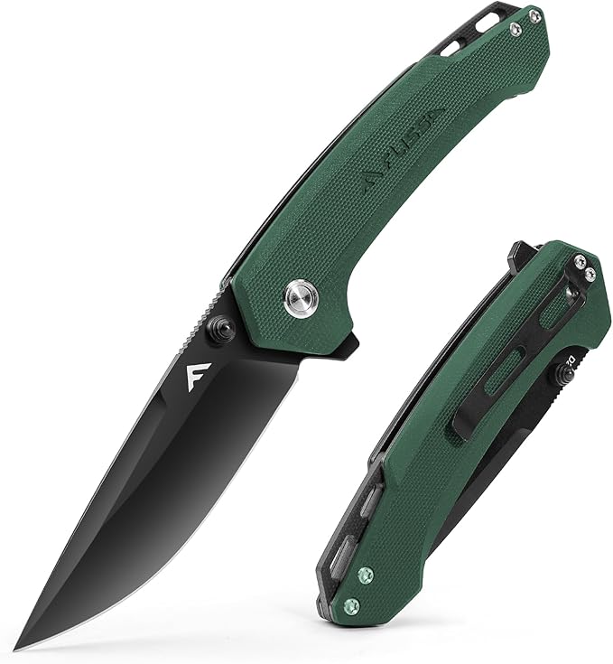 FLISSA Pocket Folding Knife, 3.2??D2 Blade G10 Handle EDC Knife with Pocket Clip Liner Lock for