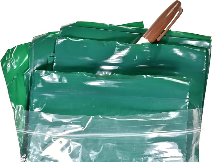 uGems 6" x 9" Green Resealable Zipper Bags -100 Pack of Opaque Plastic Storage Bags for Privacy