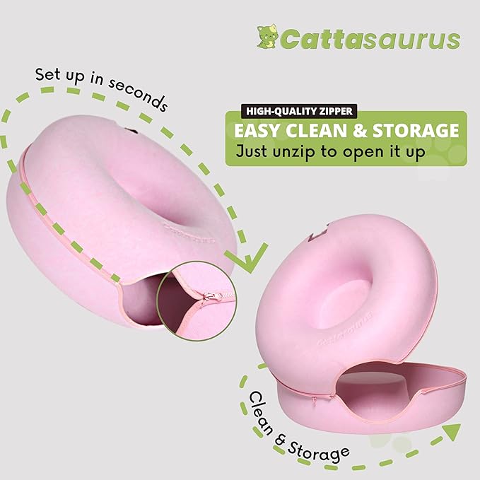 CATTASAURUS Peekaboo Cat Cave for Multiple & Large Cats Up to 30-45 Lbs, Scratch Detachable &