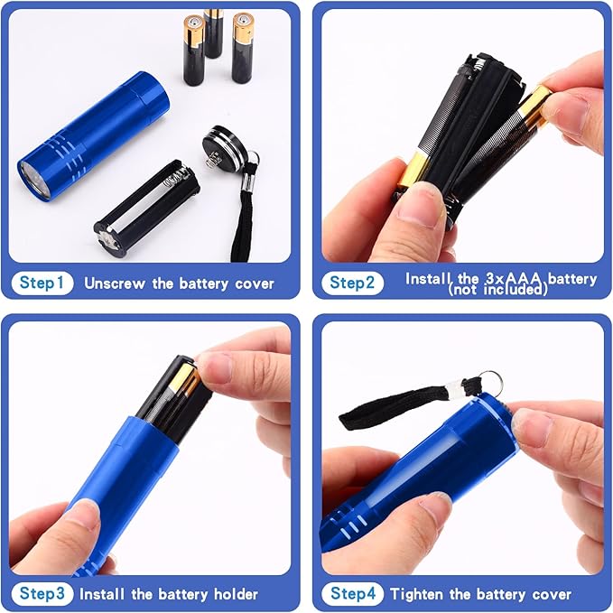 Riakrum 12 Pieces UV Blacklight Flashlights LED Handheld Mini Light Flashlight Small Portable