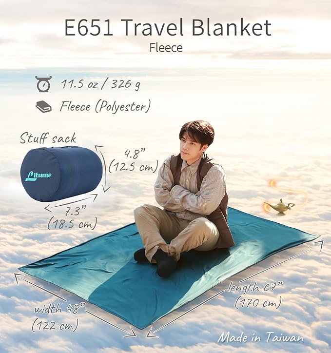 Travel Camping Blanket Lightweight and Breathable, 67 x 48 in Soft Airplane Flight Blanket for