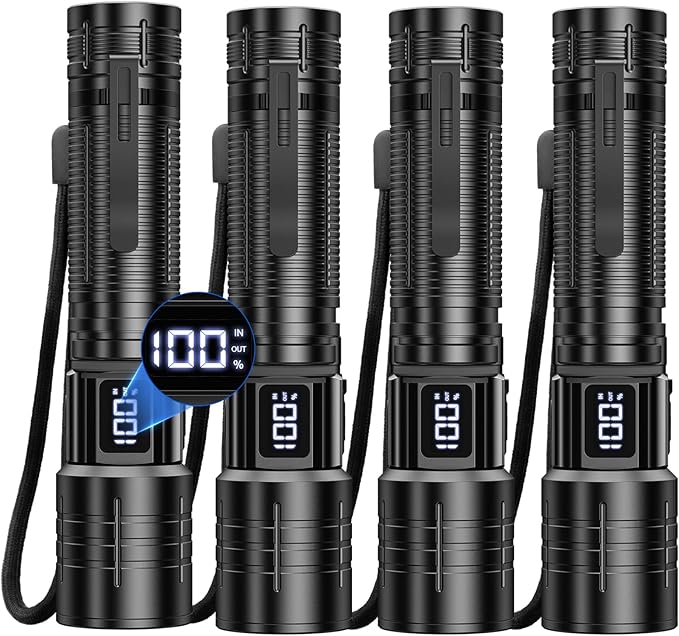 AdamStar Flashlight High Lumens Rechargeable Super Bright Flashlight Zoomable LED Flash Light with