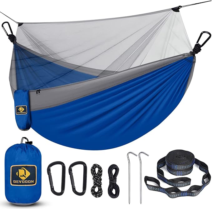 Camping Hammock with Net,Travel Portable Lightweight Hammocks with Tree Straps and Solid D-Shape
