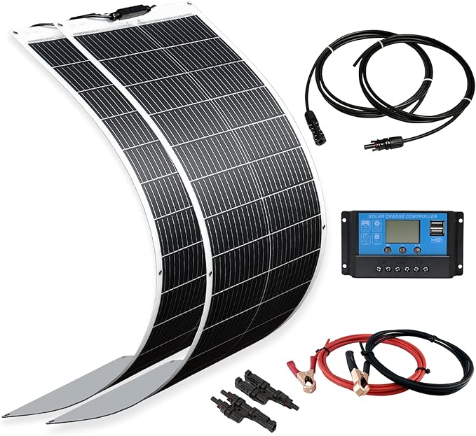 XINPUGUANG Solar Panel 200W 12V Flexible System Kit,2X100W Monocrystalline Fiberglass Module 20A