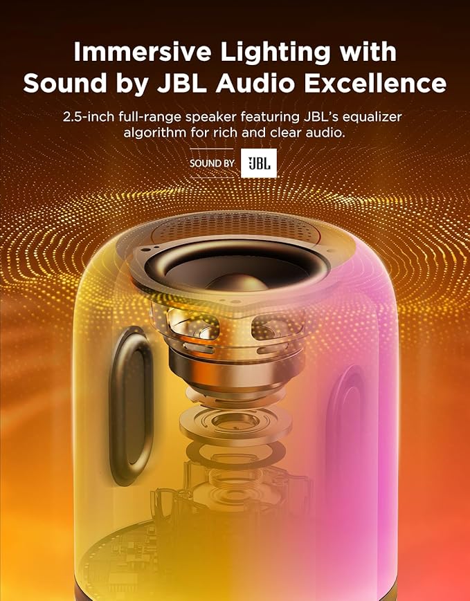 Govee Table Lamp 2 Pro x Sound by JBL, Smart Cordless Table Lamp with Speaker, Music-Light Sync, 16