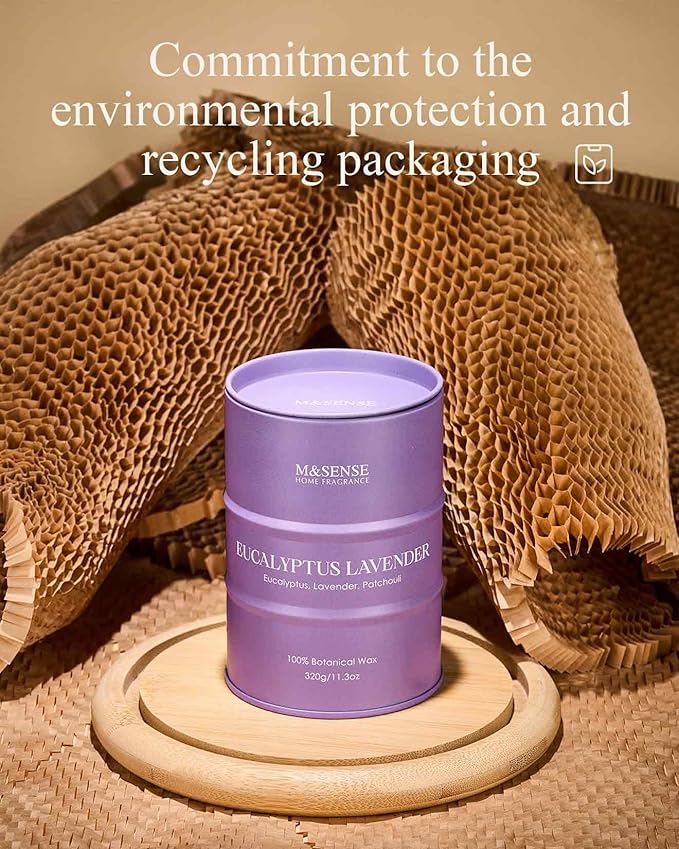 M&SENSE Eucalyptus Lavender Scented Candles Natural Non Toxic, Aromatherapy Candle for Stress