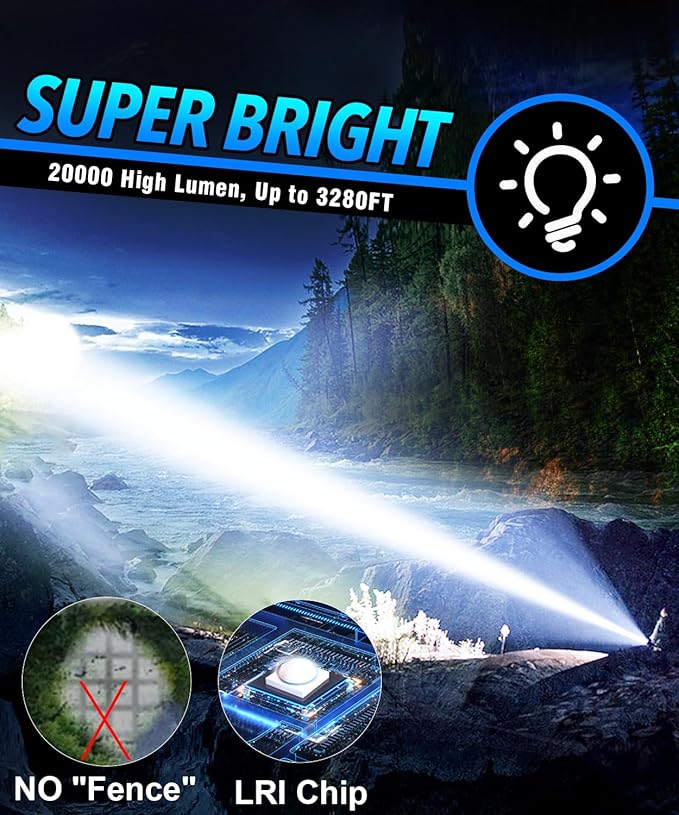 Flashlights High Lumens Rechargeable USB C Flash Light, Super Bright LED Flashlight with Case Box