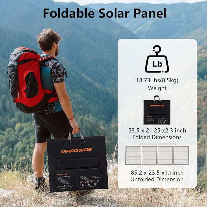 Portable Solar Panel 220W 40V Monocrystalline Foldable Solar Panels Charger Power Backup, IP67