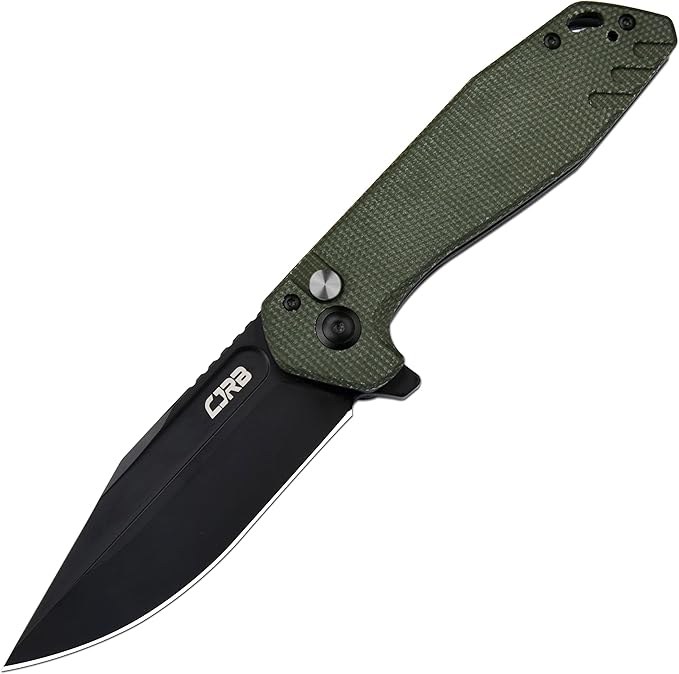 CJRB CUTLERY Folding Knife Riff (J1928) Button Lock Pocket Knife for Men Black PVD AR-RPM9 Steel