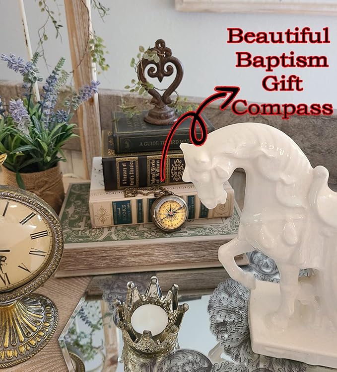 Trust in The Lord With All Your Heart - Proverbs 3:5-6 Quote Engraved Compass With Wooden Box