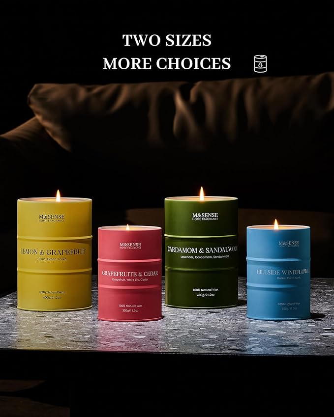 M&SENSE Bamboo Scented Candles Natural Non Toxic, Large Aromatherapy Candle for Stress Relief