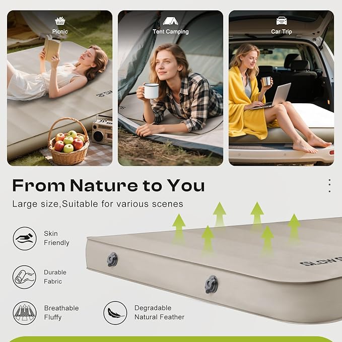Self-Inflating Sleeping Pad with Portable Electric Air Pump, 4in Thick Memory Foam Camping Mattress