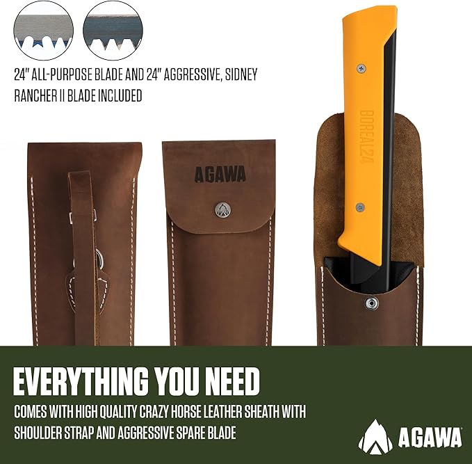 AGAWA - BOREAL24 Backwoods Kit - Includes 24" Folding Saw, Leather Sheath, 24" All-Purpose & 24"