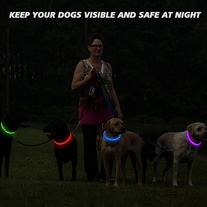 LED Multi-Color Dog Collar, Rechargeable 7 Colors Changing Light Up Dog Collar, Dog Lights Make Pet