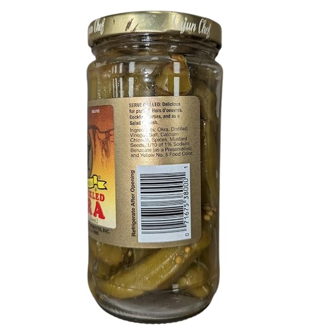 Cajun Chef Mild Pickled Okra 12oz (Pack of 1) - Great in Bloody Mary's - Versatile Garnish for