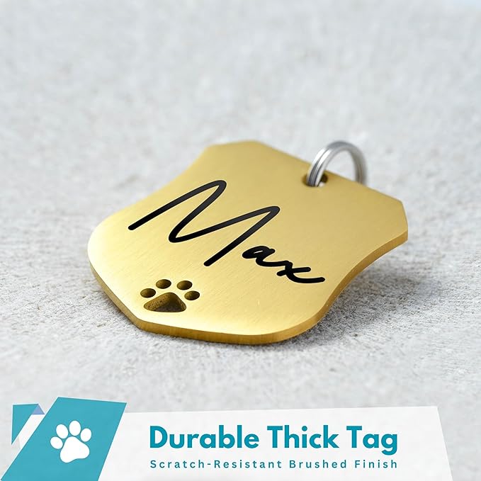 Ultra Joys Dog Tags Personalized for Pets - Hollow Paw Custom Pet ID Tag - Engraved Dog Tag for