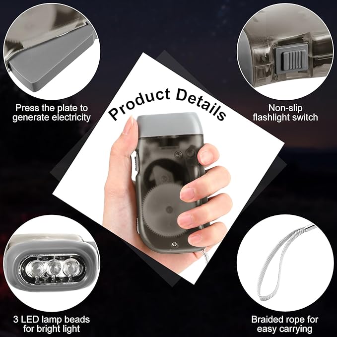 Treela 60 Pack Hand Crank Flashlight Operation Christmas Items Bulk Squeeze Flashlight No Battery