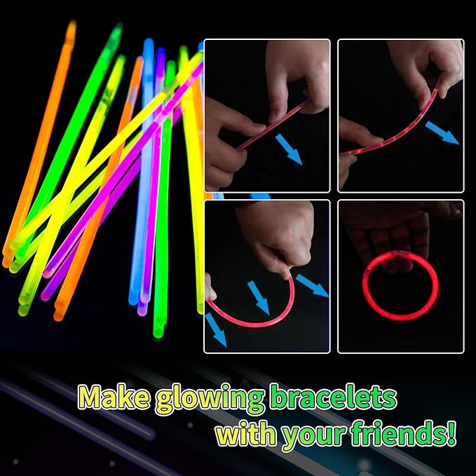 150 Pack 8??Red Glow Sticks Bulk with 150 Connectors Neon Glow In The Dark Party favors Supplies