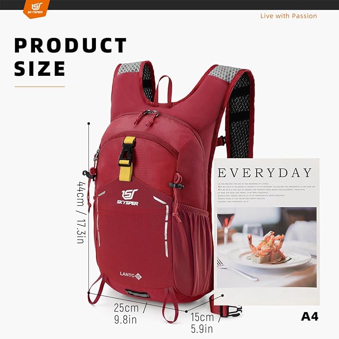 SKYSPER Small Hiking Backpack - 15L Travel Daypack Lightweight Bag Water Resistant Hiking Backpacks
