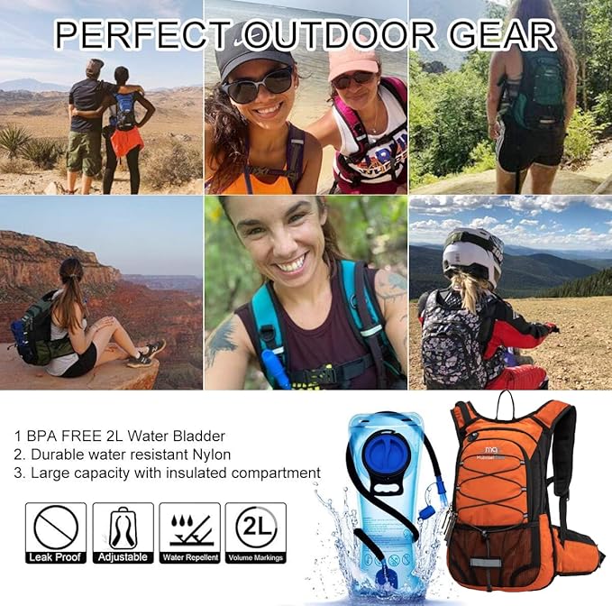 15L Insulated Hydration Backpack Pack with 2L Water Bladder Lightweight Hiking Backpack Bag for