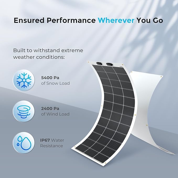 Renogy Flexible Solar Panel 100 Watt 12 Volt Monocrystalline Semi-Flexible Bendable Mono Off-Grid