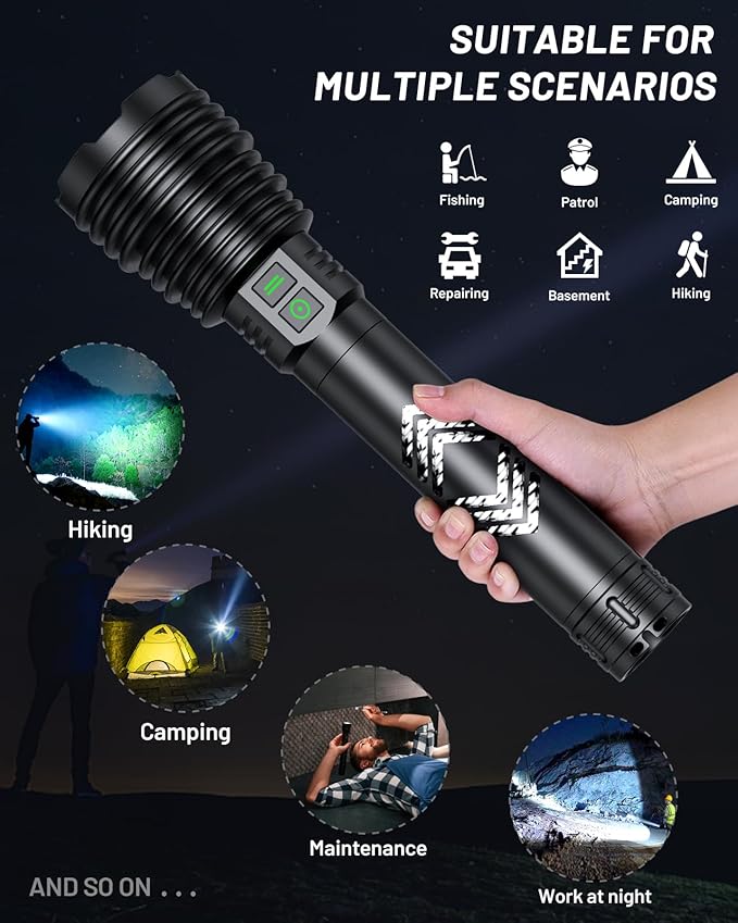 Powerful Flashlights 600000 High Lumens, 10000mAh Battery | 6 Modes with Fast Charge, Super Bright