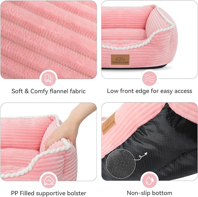 Cat Dog Bed for Pets, Rectangle Pet Bed Gift for Puppy and Kitten, Machine Washable Calming Fluffy