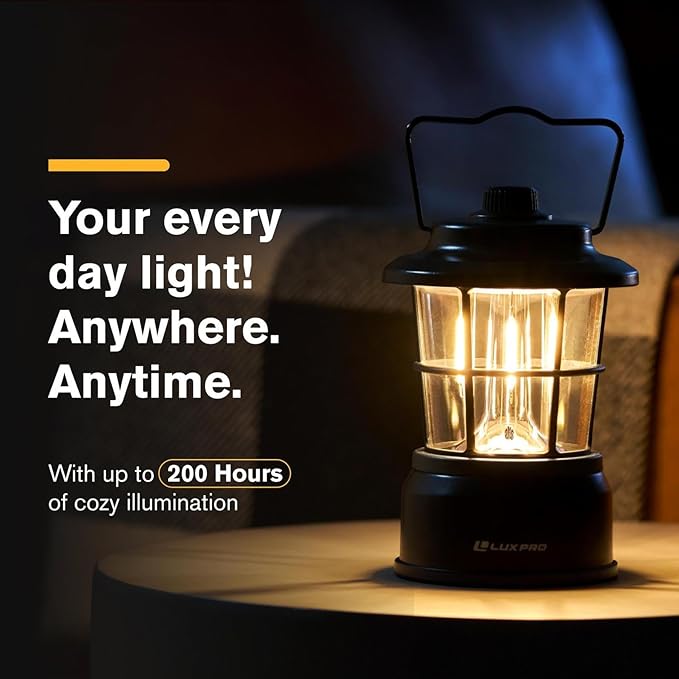 LUXPRO Retro LED Lantern - Battery-Powered Emergency Lantern - Water Resistant - Bright LED Lamp