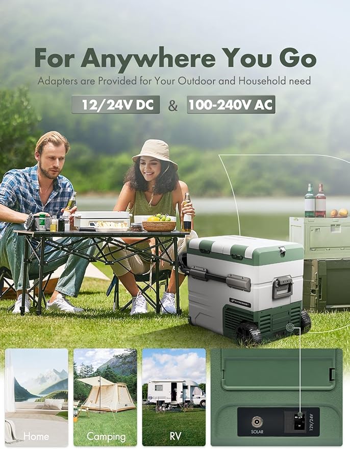 A-Premium 12 Volt Refrigerator 57QT/54.2L Portable Car Fridge Cooler, -4°F~68°F Separated Zone
