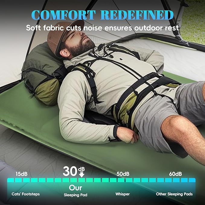 Camping Sleeping Pad Self Inflating Sleeping Pad with Electric Pump, 3.2" Ultra-Thick Memory Foam