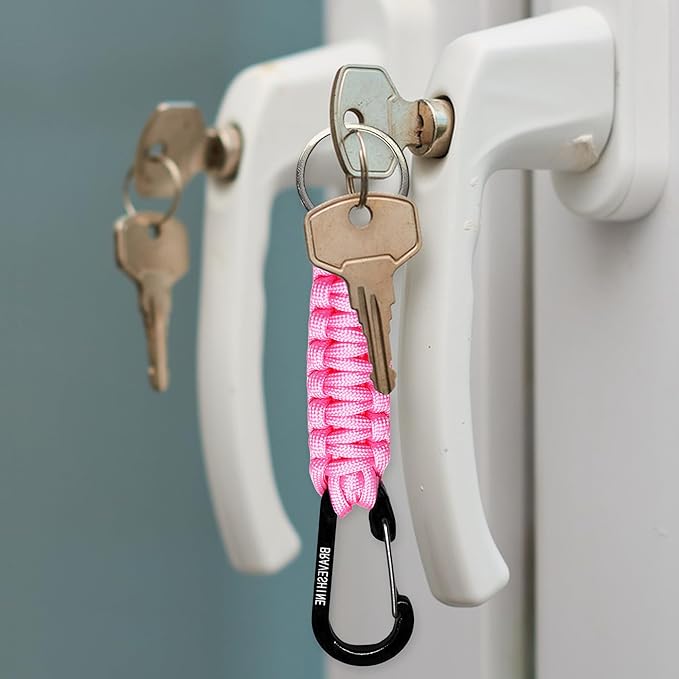 BRAVESHINE Paracord Keychain Carabiner Clip, D Ring Lanyard Hanger Stroller Hook for Water Bottle