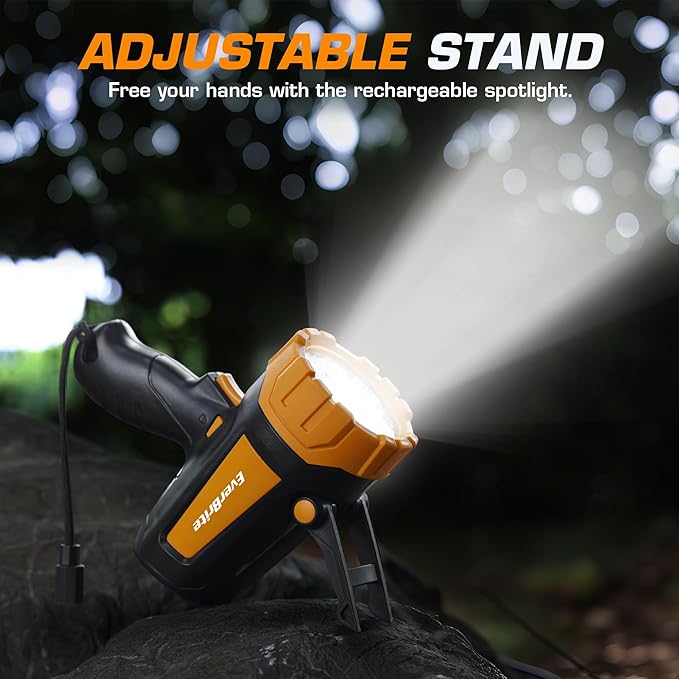 EverBrite Powerful Rechargeable Spotlight, 500lm LED Flashlight with Adjustable Stand, Perfect for