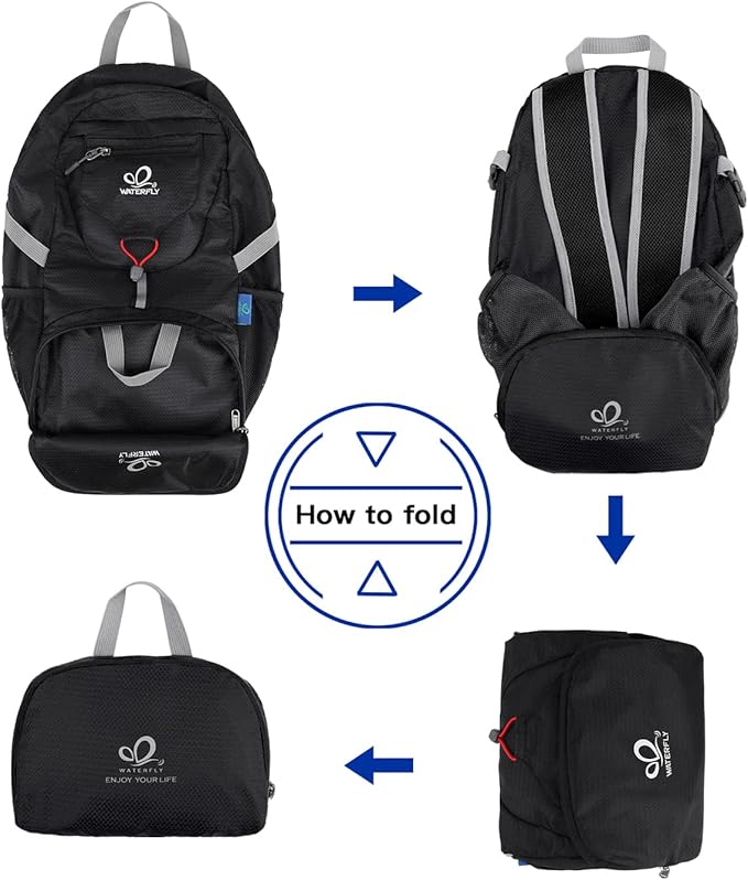 WATERFLY Small Lightweight Packable Backpack: 20l Ultra Light Foldable Travel Hiking Camping