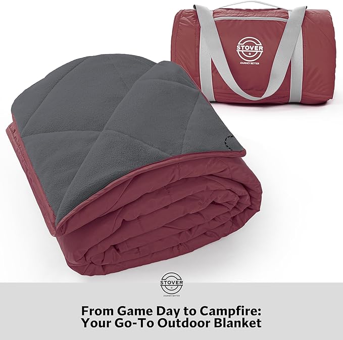 STOVER Waterproof Stadium Blanket – Portable Outdoor Camping Blanket for Travel, Picnics, or Sports