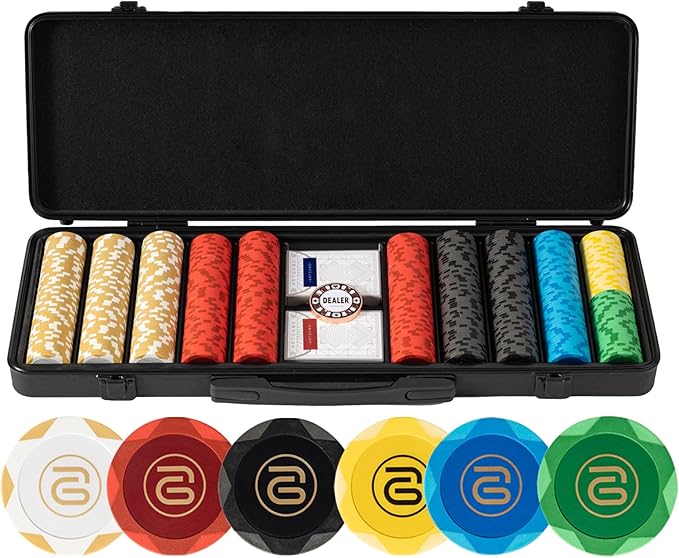 ARTGAME 14g Clay Poker Chips Set for Texas Hold’em, 500 PCS [Blank Chips] with Chip Case, Bright